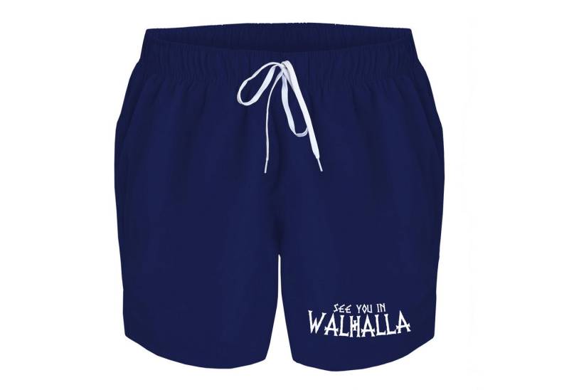 deinshirt Badehose Schwimmshorts see you in Walhalla Integrierter Netz-Slip, aufgesetzte Gesäßtasche mit Klettverschluss von deinshirt