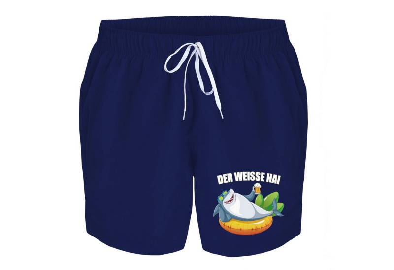 deinshirt Badehose Schwimmshorts der Weisse Hai Integrierter Netz-Slip, aufgesetzte Gesäßtasche mit Klettverschluss von deinshirt