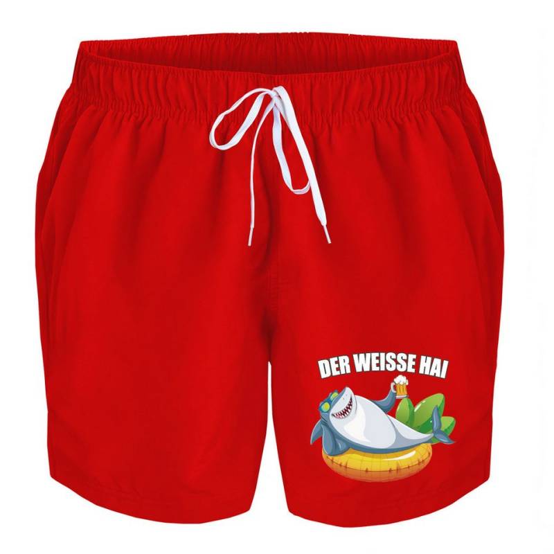 deinshirt Badehose Schwimmshorts der Weisse Hai Integrierter Netz-Slip, aufgesetzte Gesäßtasche mit Klettverschluss von deinshirt