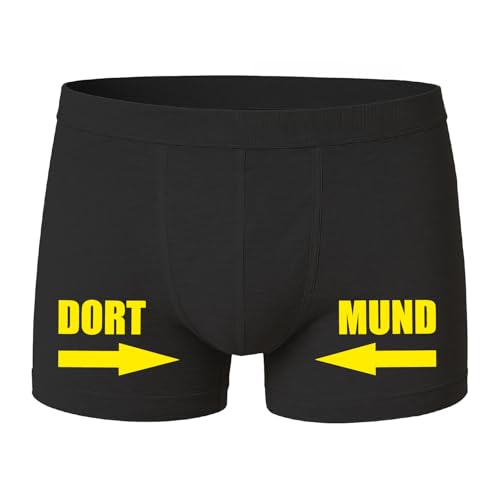 deinshirt Boxershorts Herren Unterhose Männer Unterwäsche Dort Mund, Größe:L, Farbe:schwarz von deinshirt