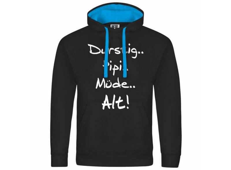 deinshirt Kapuzenpullover Herren Kapuzenpullover Durstig pipi müde alt Mit Print Motiv, Grafik von deinshirt