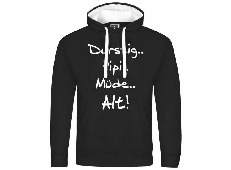 deinshirt Kapuzenpullover Herren Kapuzenpullover Durstig pipi müde alt Mit Print Motiv, Grafik von deinshirt