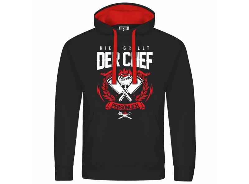 deinshirt Kapuzenpullover Herren Kapuzenpullover Hier grillt der Chef noch persönlich Mit Print Motiv, Grafik von deinshirt