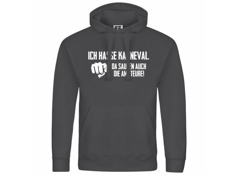 deinshirt Kapuzenpullover Herren Kapuzenpullover Ich hasse Karneval da saufen auch die Amateure Mit Print Motiv, Grafik von deinshirt