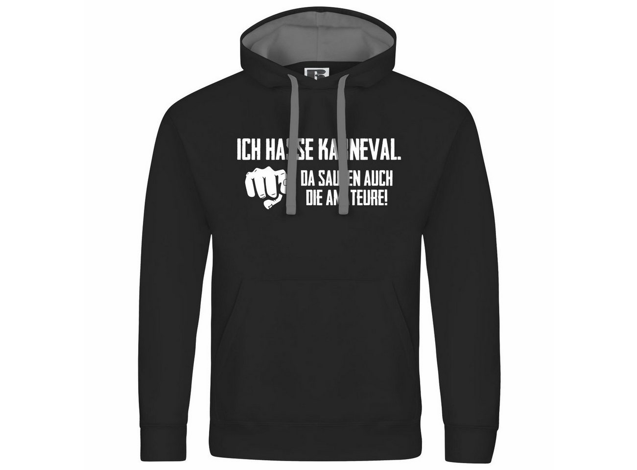 deinshirt Kapuzenpullover Herren Kapuzenpullover Ich hasse Karneval da saufen auch die Amateure Mit Print Motiv, Grafik von deinshirt
