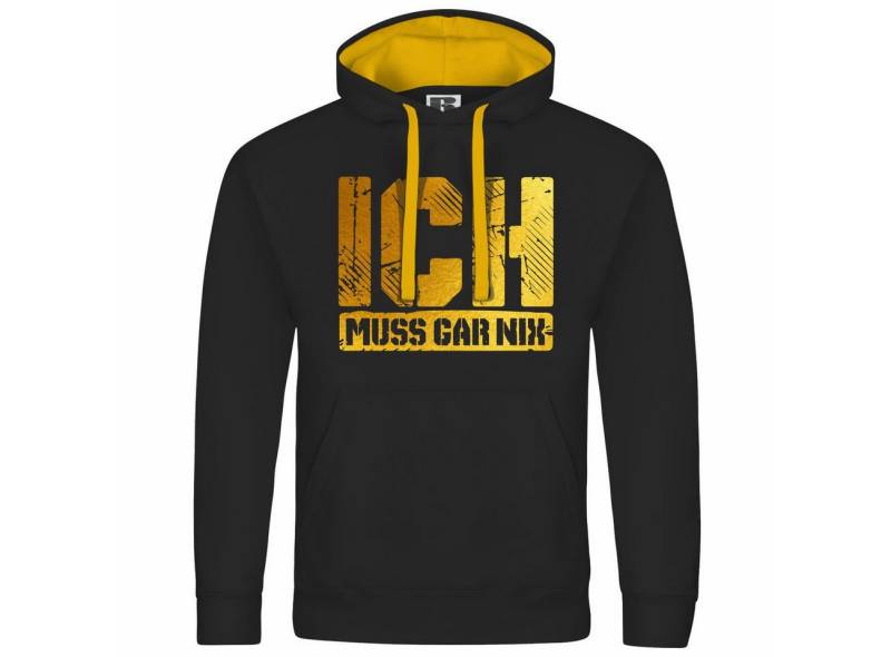 deinshirt Kapuzenpullover Herren Kapuzenpullover Ich muss gar nix gold Mit Print Motiv, Grafik von deinshirt