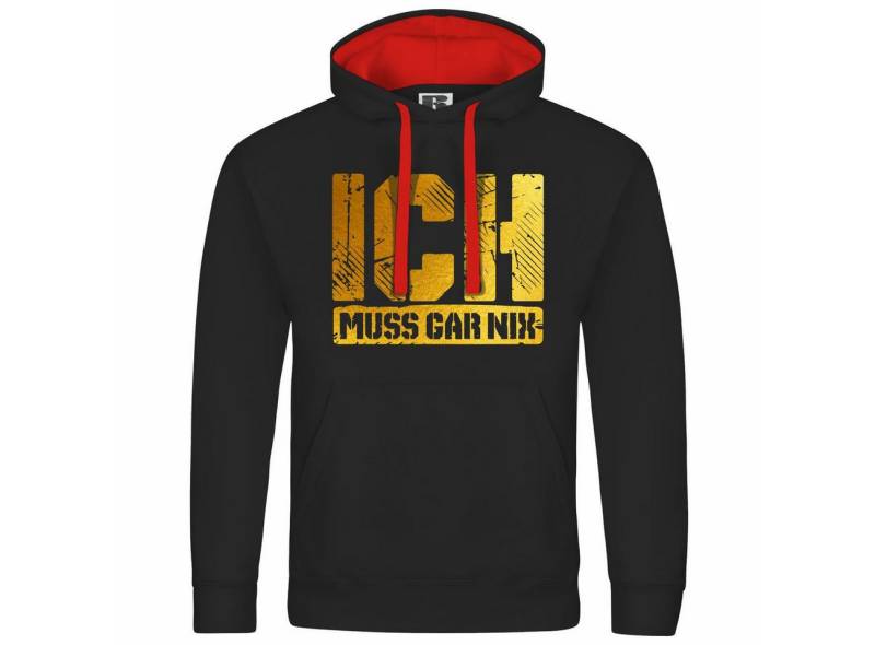 deinshirt Kapuzenpullover Herren Kapuzenpullover Ich muss gar nix gold Mit Print Motiv, Grafik deinshirt Kapuzenpullover Herren Kapuzenpullover Ich muss gar nix gold Mit Print Motiv, Grafik von deinshirt