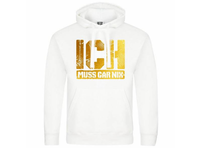 deinshirt Kapuzenpullover Herren Kapuzenpullover Ich muss gar nix gold Mit Print Motiv, Grafik von deinshirt