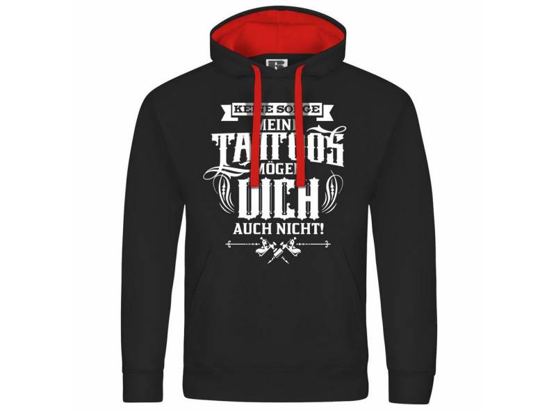 deinshirt Kapuzenpullover Herren Kapuzenpullover Keine Sorge meine Tattoos mögen dich auch nicht Mit Print Motiv, Grafik von deinshirt