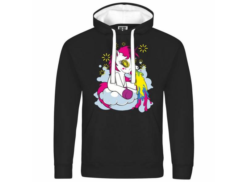 deinshirt Kapuzenpullover Herren Kapuzenpullover Kotzendes Einhorn Mit Print Motiv, Grafik von deinshirt