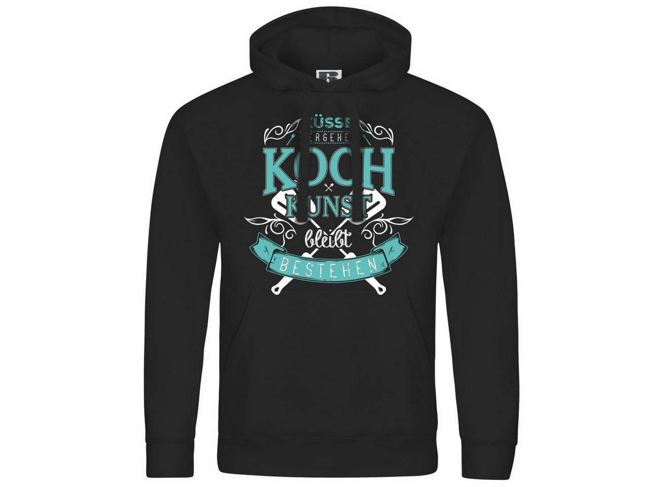 deinshirt Kapuzenpullover Herren Kapuzenpullover Küsse vergehen Kochkunst bleibt bestehen Mit Print Motiv, Grafik von deinshirt