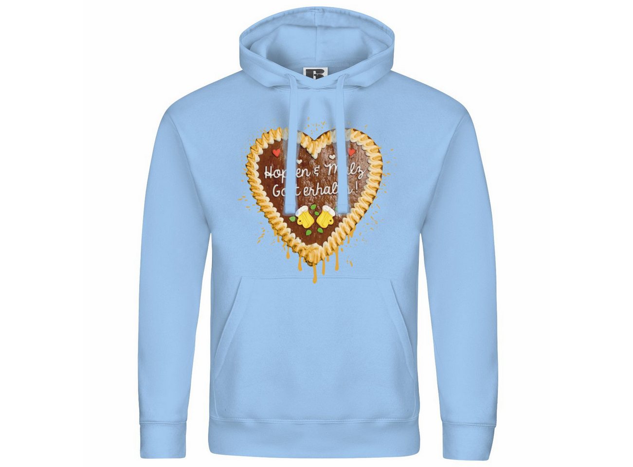 deinshirt Kapuzenpullover Herren Kapuzenpullover Lebkuchenherz Hopfen und Malz Mit Print Motiv, Grafik von deinshirt