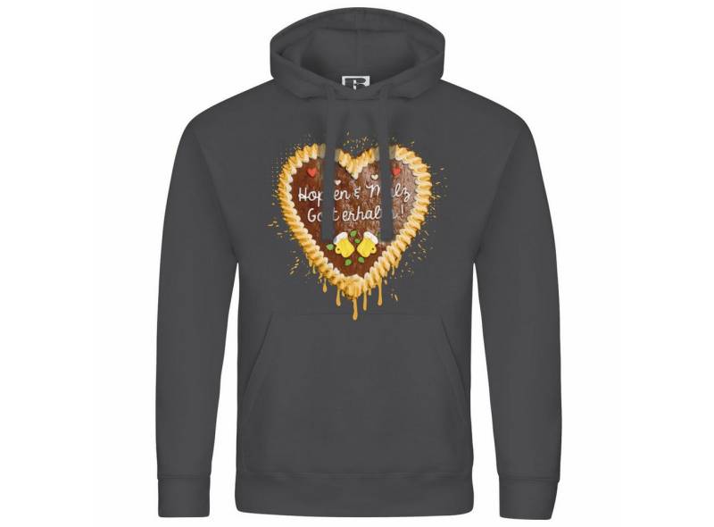deinshirt Kapuzenpullover Herren Kapuzenpullover Lebkuchenherz Hopfen und Malz Mit Print Motiv, Grafik von deinshirt