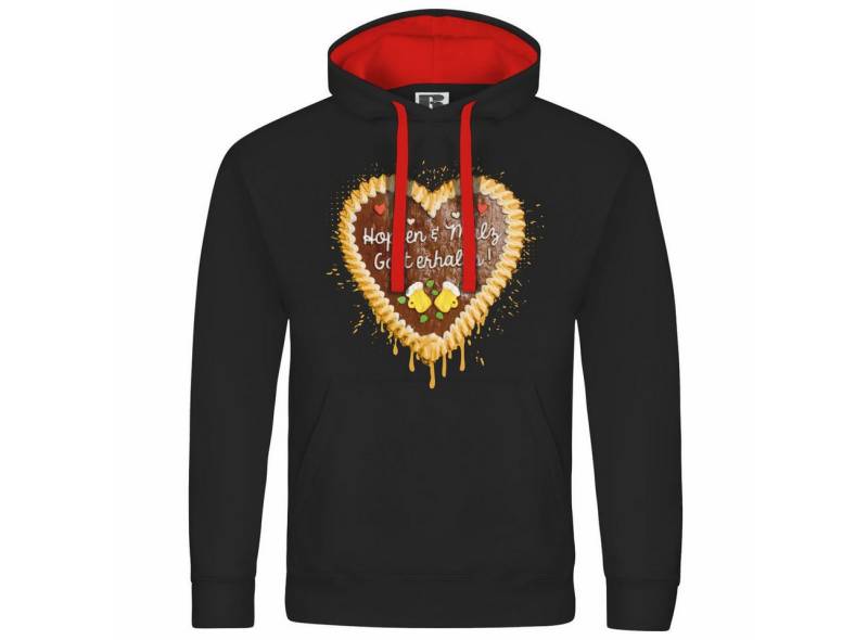 deinshirt Kapuzenpullover Herren Kapuzenpullover Lebkuchenherz Hopfen und Malz Mit Print Motiv, Grafik von deinshirt