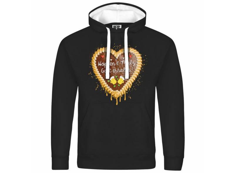 deinshirt Kapuzenpullover Herren Kapuzenpullover Lebkuchenherz Hopfen und Malz Mit Print Motiv, Grafik von deinshirt