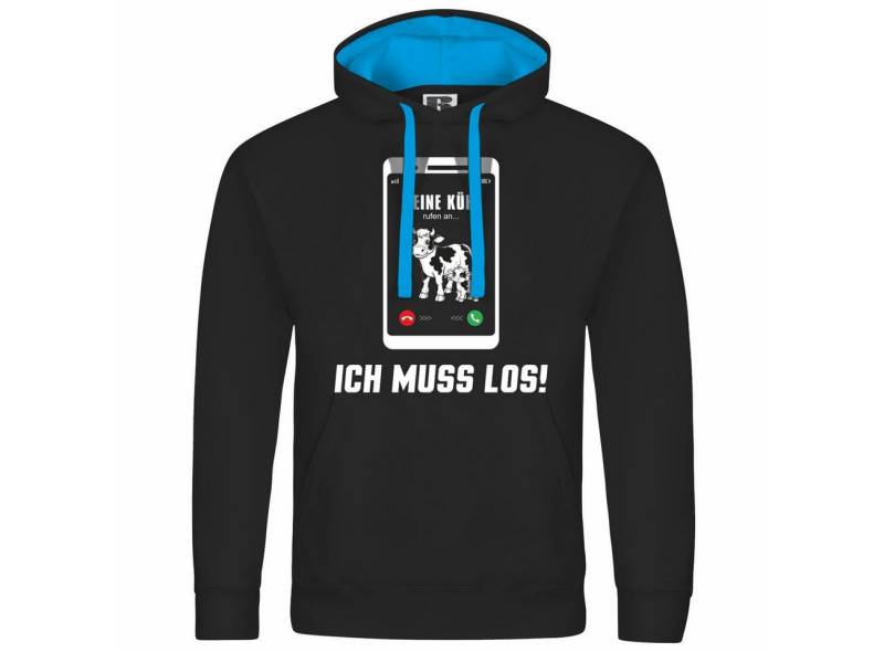 deinshirt Kapuzenpullover Herren Kapuzenpullover Meine Kühe rufen an Mit Print Motiv, Grafik von deinshirt