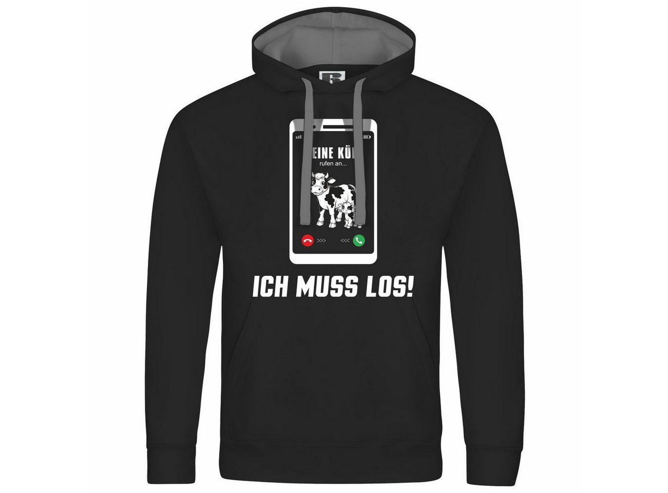 deinshirt Kapuzenpullover Herren Kapuzenpullover Meine Kühe rufen an Mit Print Motiv, Grafik von deinshirt