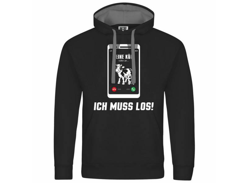 deinshirt Kapuzenpullover Herren Kapuzenpullover Meine Kühe rufen an Mit Print Motiv, Grafik von deinshirt