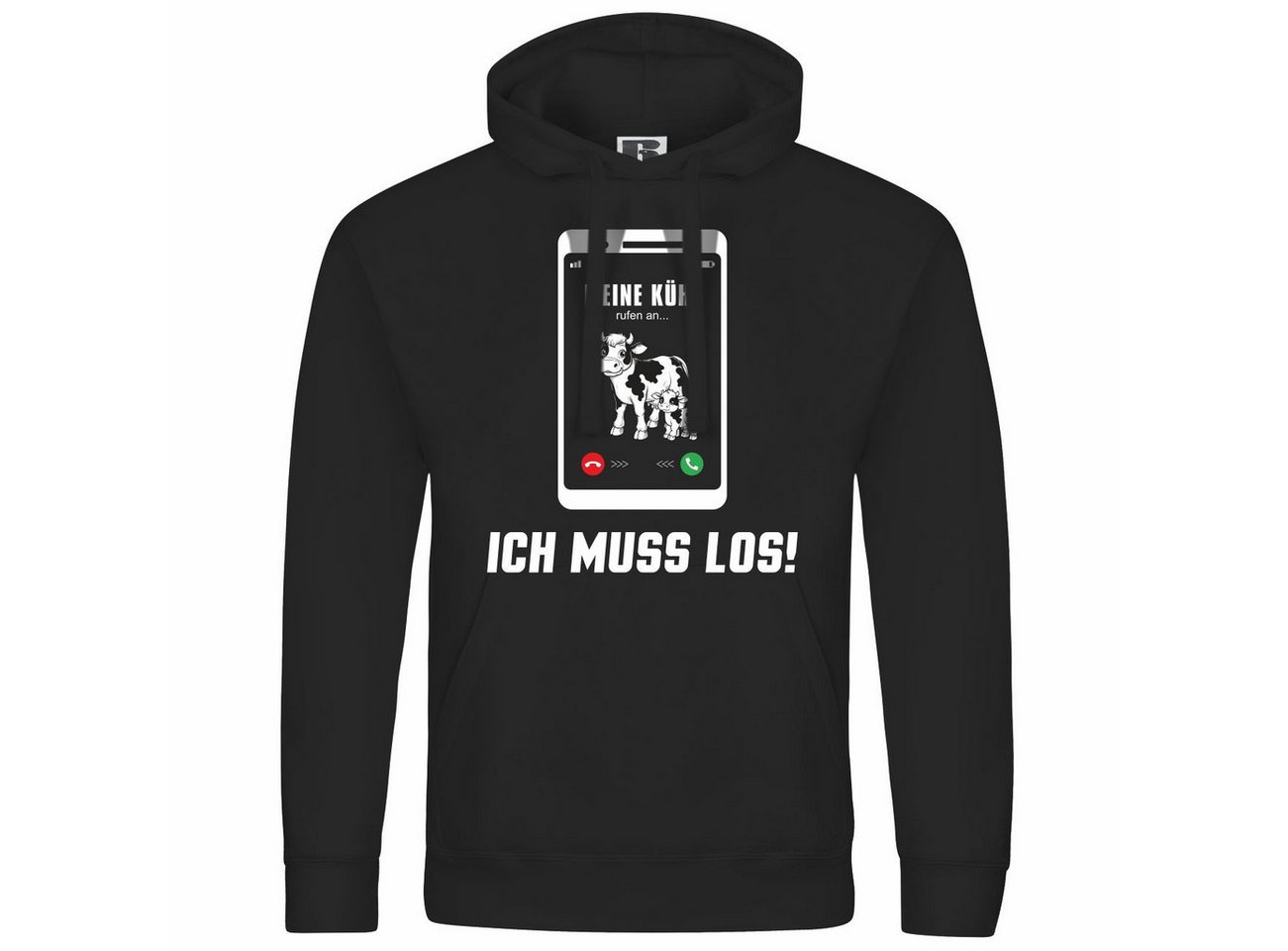 deinshirt Kapuzenpullover Herren Kapuzenpullover Meine Kühe rufen an Mit Print Motiv, Grafik von deinshirt