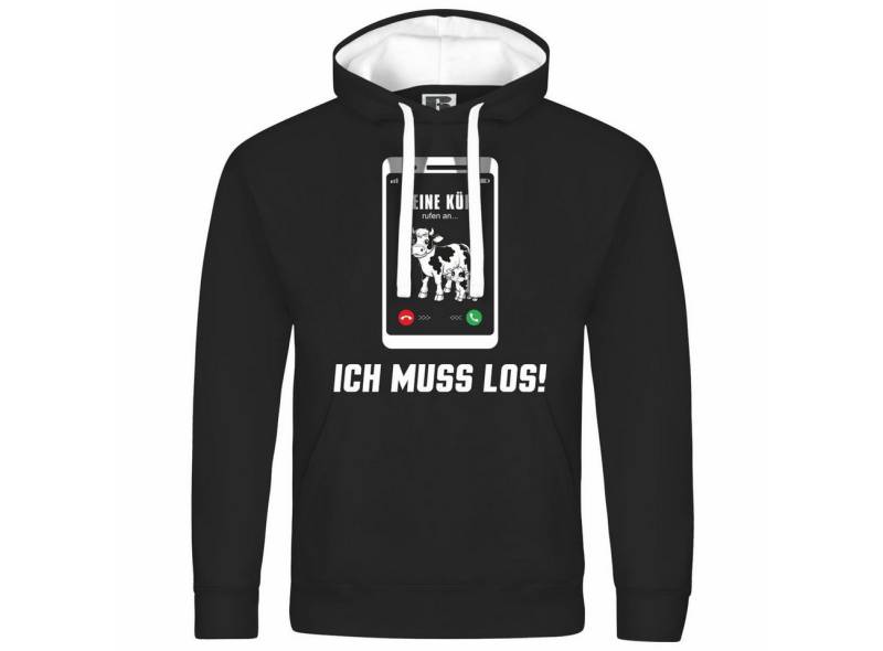 deinshirt Kapuzenpullover Herren Kapuzenpullover Meine Kühe rufen an Mit Print Motiv, Grafik von deinshirt