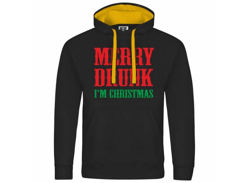 deinshirt Kapuzenpullover Herren Kapuzenpullover Merry drunk im Christmas Mit Print Motiv, Grafik von deinshirt