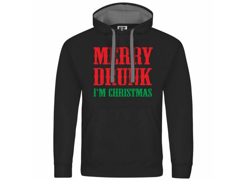 deinshirt Kapuzenpullover Herren Kapuzenpullover Merry drunk im Christmas Mit Print Motiv, Grafik von deinshirt