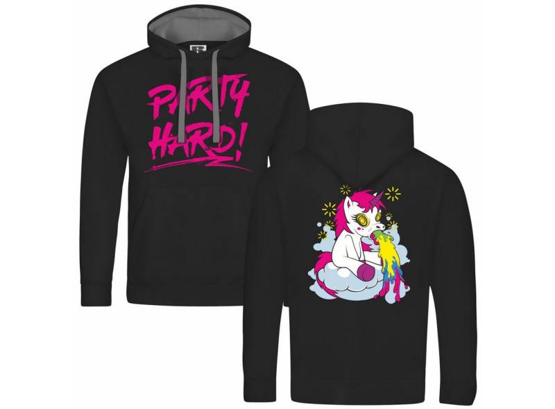 deinshirt Kapuzenpullover Herren Kapuzenpullover PARTY Einhorn Mit Print Motiv, Grafik von deinshirt