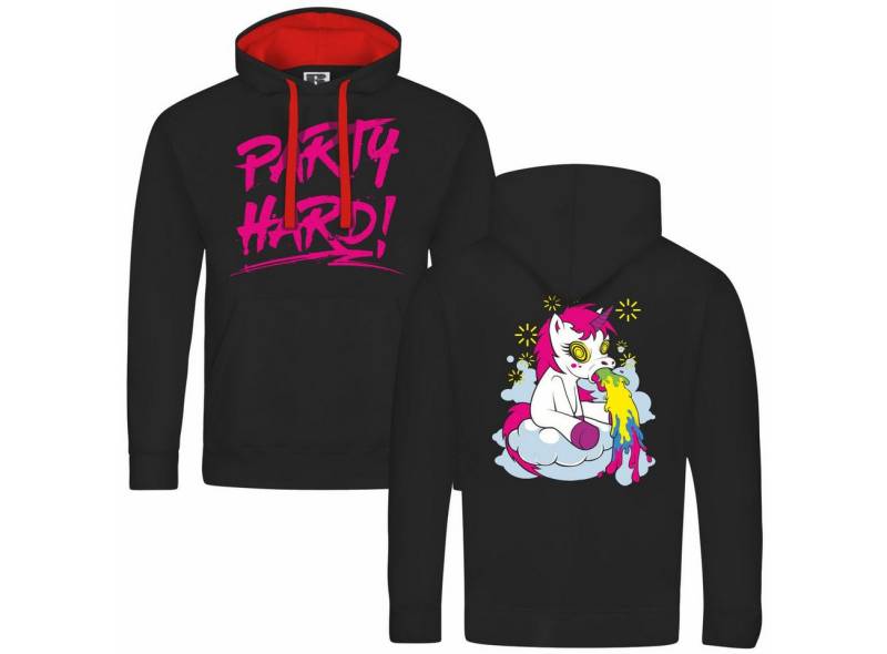 deinshirt Kapuzenpullover Herren Kapuzenpullover PARTY Einhorn Mit Print Motiv, Grafik von deinshirt