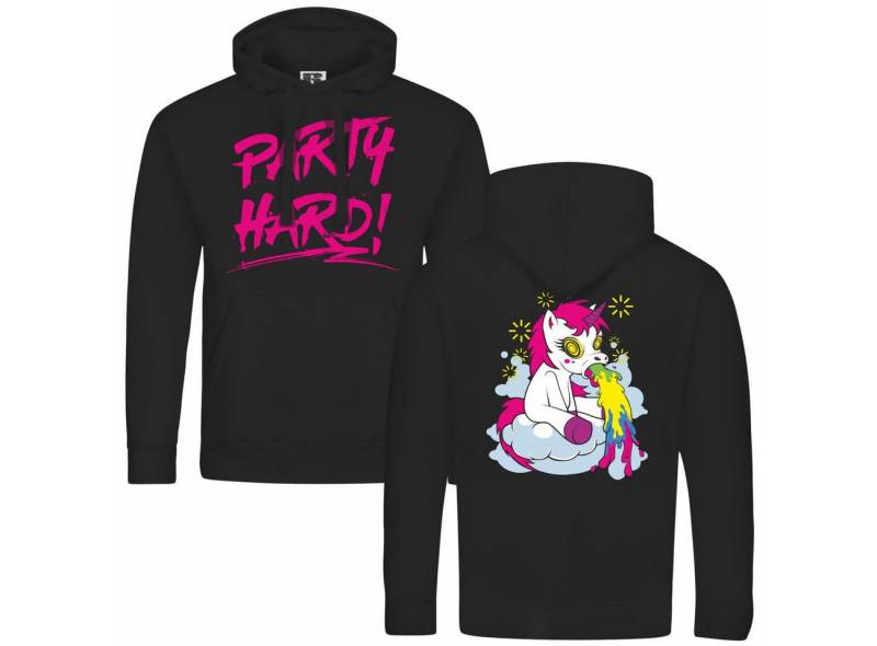 deinshirt Kapuzenpullover Herren Kapuzenpullover PARTY Einhorn Mit Print Motiv, Grafik von deinshirt