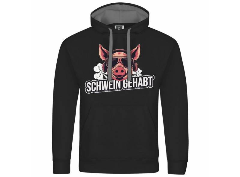 deinshirt Kapuzenpullover Herren Kapuzenpullover Schwein gehabt Mit Print Motiv, Grafik von deinshirt