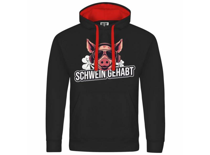 deinshirt Kapuzenpullover Herren Kapuzenpullover Schwein gehabt Mit Print Motiv, Grafik von deinshirt