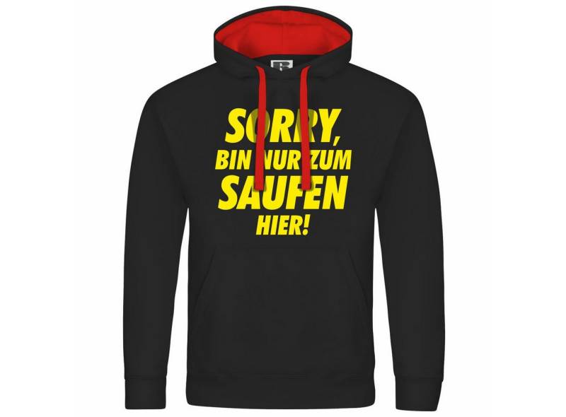 deinshirt Kapuzenpullover Herren Kapuzenpullover Sorry bin nur zum saufen hier Mit Print Motiv, Grafik deinshirt Kapuzenpullover Herren Kapuzenpullover Sorry bin nur zum saufen hier Mit Print Motiv, Grafik von deinshirt