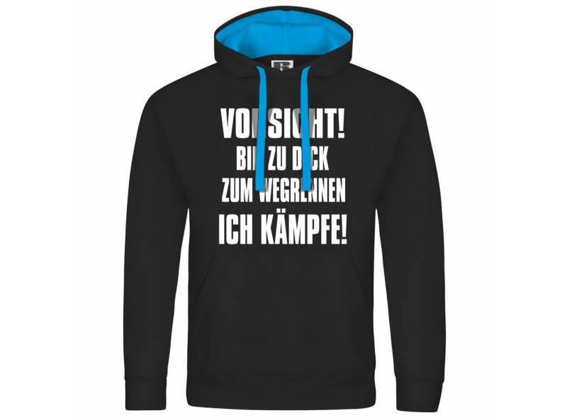 deinshirt Kapuzenpullover Herren Kapuzenpullover Vorsicht bin zu dick zum wegrennen ich kämpfe Mit Print Motiv, Grafik von deinshirt