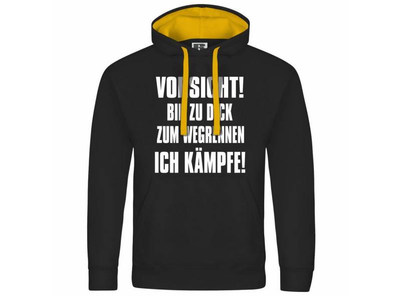 deinshirt Kapuzenpullover Herren Kapuzenpullover Vorsicht bin zu dick zum wegrennen ich kämpfe Mit Print Motiv, Grafik von deinshirt