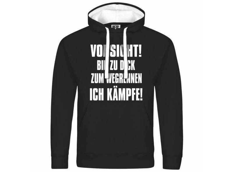 deinshirt Kapuzenpullover Herren Kapuzenpullover Vorsicht bin zu dick zum wegrennen ich kämpfe Mit Print Motiv, Grafik von deinshirt