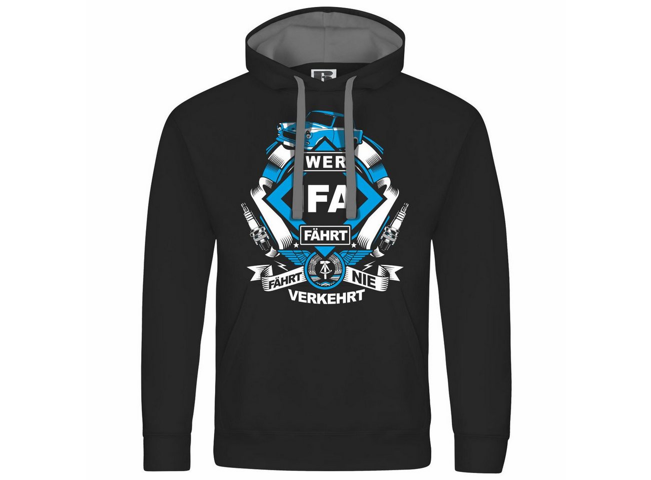 deinshirt Kapuzenpullover Herren Kapuzenpullover Wer IFA fährt fährt nie verkehrt Trabi Mit Print Motiv, Grafik von deinshirt