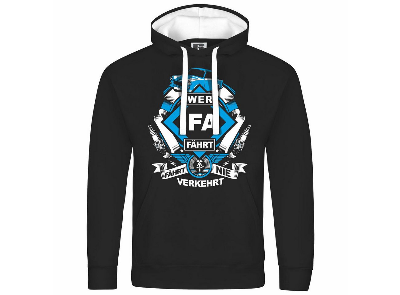 deinshirt Kapuzenpullover Herren Kapuzenpullover Wer IFA fährt fährt nie verkehrt Trabi Mit Print Motiv, Grafik von deinshirt