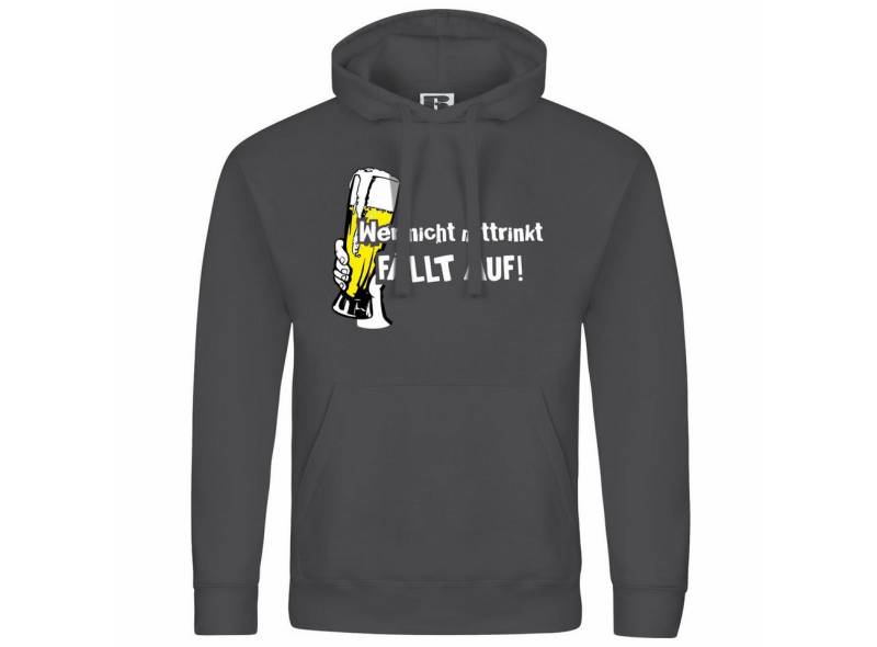 deinshirt Kapuzenpullover Herren Kapuzenpullover Wer nicht mittrinkt fällt auf Mit Print Motiv, Grafik von deinshirt