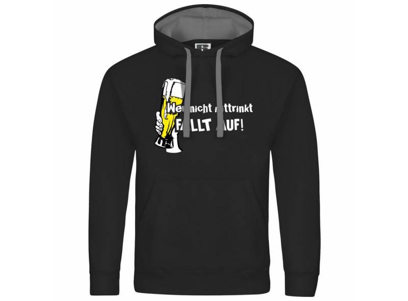 deinshirt Kapuzenpullover Herren Kapuzenpullover Wer nicht mittrinkt fällt auf Mit Print Motiv, Grafik von deinshirt