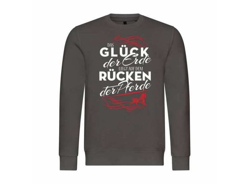 deinshirt Rundhalspullover Herren Pullover Das Glück der Erde liegt auf dem Rücken der Pferde Mit Print Motiv, Grafik von deinshirt