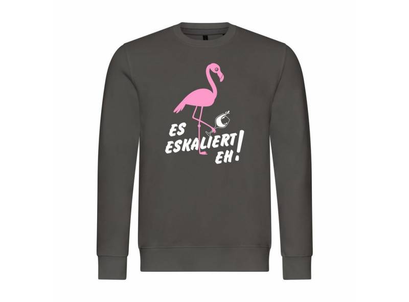 deinshirt Rundhalspullover Herren Pullover Es eskaliert eh Flamingo Mit Print Motiv, Grafik von deinshirt