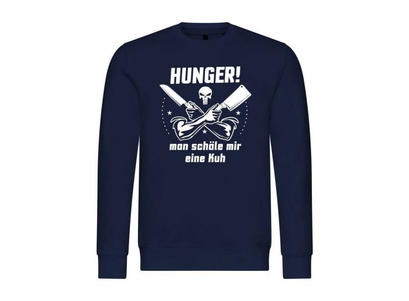 deinshirt Rundhalspullover Herren Pullover HUNGER Man schäle mir eine Kuh Mit Print Motiv, Grafik von deinshirt
