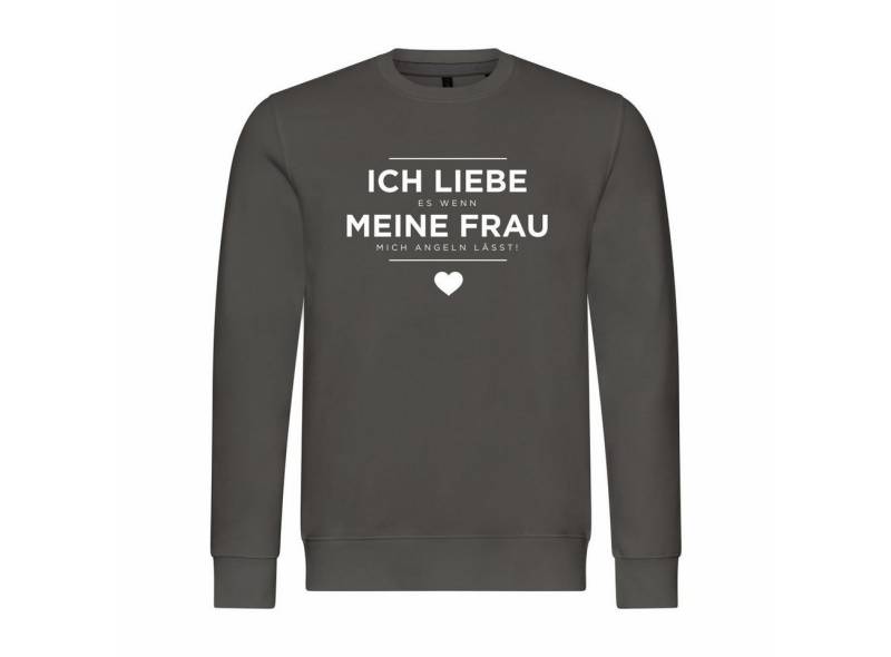 deinshirt Rundhalspullover Herren Pullover Ich liebe es wenn meine Frau mich angeln lässt Mit Print Motiv, Grafik von deinshirt