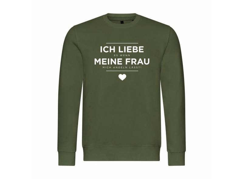 deinshirt Rundhalspullover Herren Pullover Ich liebe es wenn meine Frau mich angeln lässt Mit Print Motiv, Grafik von deinshirt