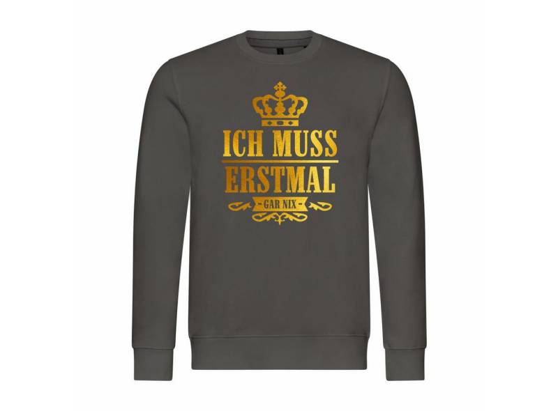 deinshirt Rundhalspullover Herren Pullover Ich muss erstmal gar nix Mit Print Motiv, Grafik von deinshirt