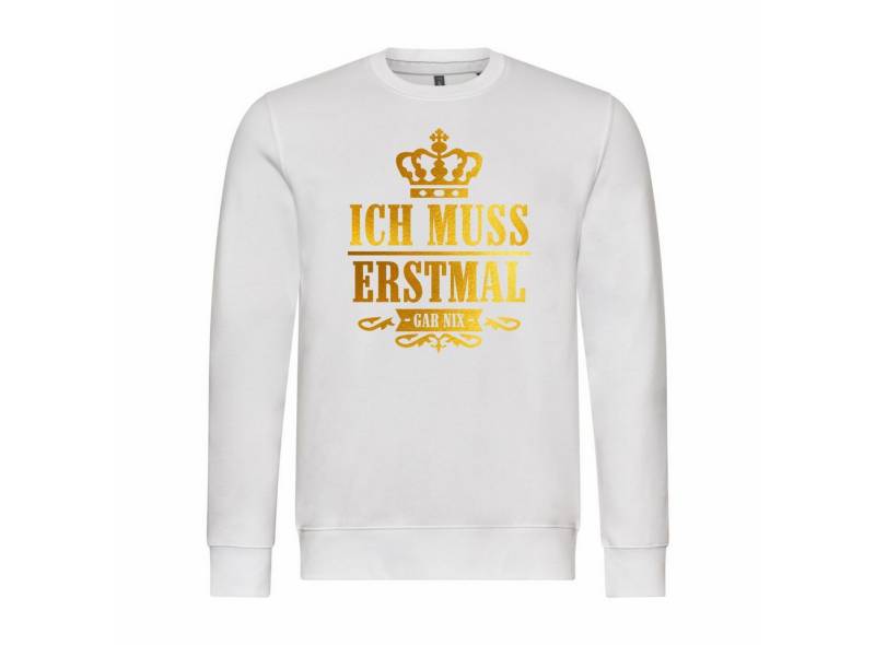 deinshirt Rundhalspullover Herren Pullover Ich muss erstmal gar nix Mit Print Motiv, Grafik von deinshirt