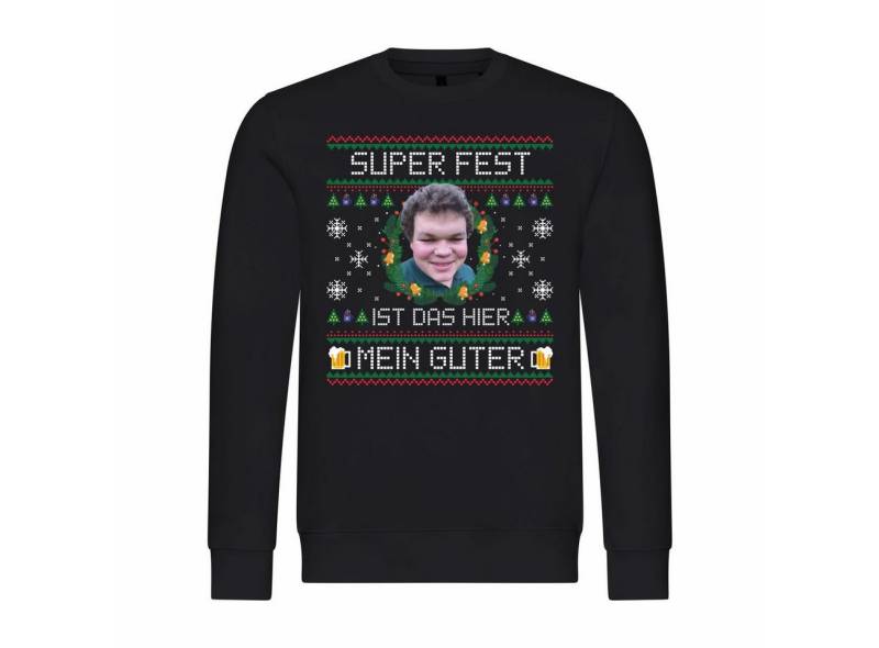 deinshirt Rundhalspullover Herren Pullover SUPER FEST ist das hier Mein Guter Mit Print Motiv, Grafik von deinshirt