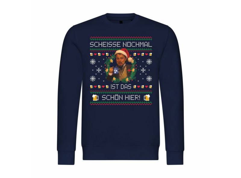 deinshirt Rundhalspullover Herren Pullover Scheiße nochmal ist das schön hier Mit Print Motiv, Grafik von deinshirt