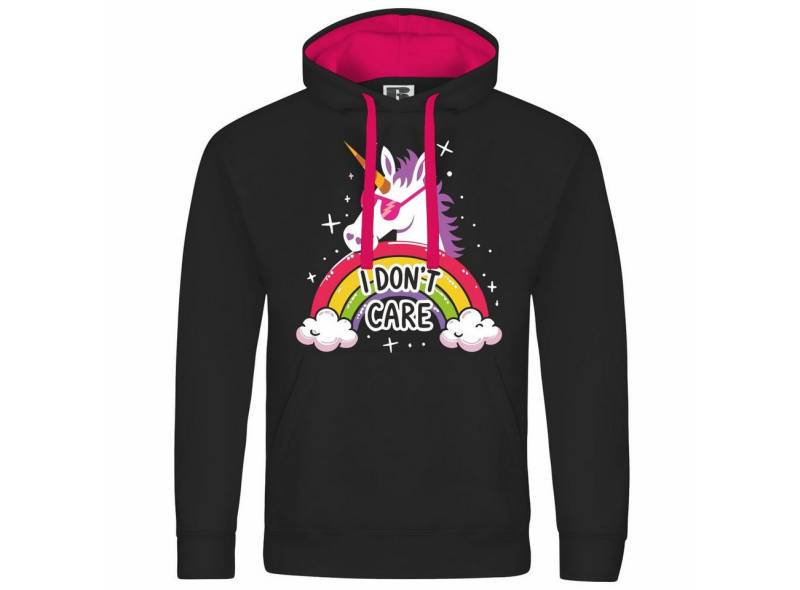 deinshirt Kapuzenpullover Unisex Kapuzenpullover Einhorn I dont care Mit Print Motiv, Grafik von deinshirt
