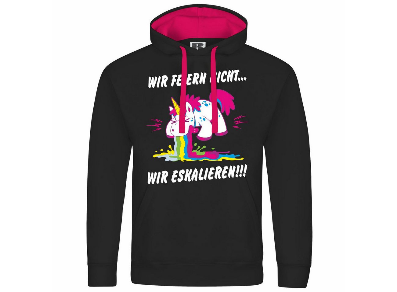 deinshirt Kapuzenpullover Unisex Kapuzenpullover Wir feiern nicht WIR ESKALIEREN Einhorn Mit Print Motiv, Grafik deinshirt Kapuzenpullover Unisex Kapuzenpullover Wir feiern nicht WIR ESKALIEREN Einhorn Mit Print Motiv, Grafik von deinshirt